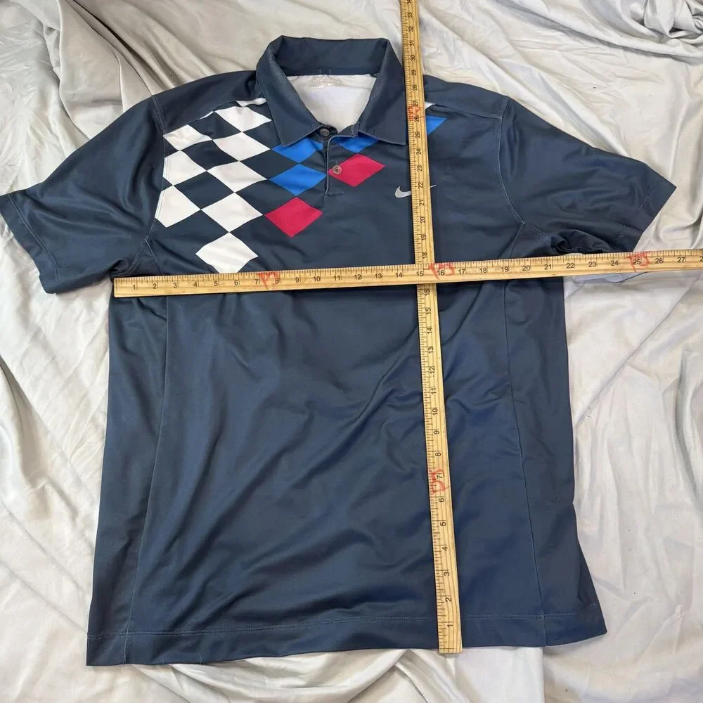 Nike Polo Shirt‎ Mens L Blue Golf Dri-FIT Tour Performance Moisture Wicking